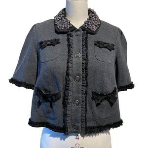 TWELVE by Twelve Retro Cropped Pearl Collared Coat Medium